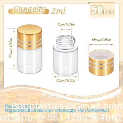 Mini Bouteilles en verre clair Petites bouteilles en verre transparent Vials Petit bocal avec bouchon en plastique Bouteille miniature Message Bouteille Cadeau Décoration bricolage