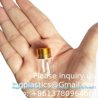 Mini Bouteilles en verre clair Petites bouteilles en verre transparent Vials Petit bocal avec bouchon en plastique Bouteille miniature Message Bouteille Cadeau Décoration bricolage