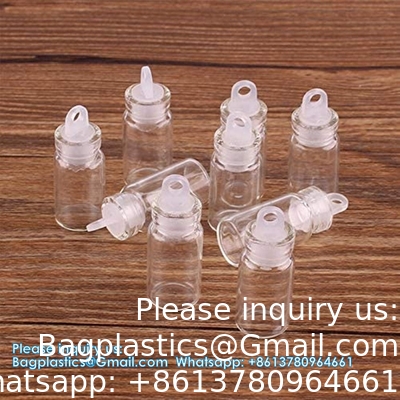 Mini Bouteilles en verre clair Petites bouteilles en verre transparent Vials Petit bocal avec bouchon en plastique Bouteille miniature Message Bouteille Cadeau Décoration bricolage