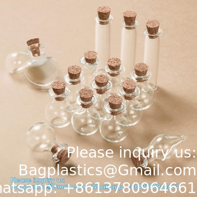 Petites bouteilles en verre mini Jars avec bouchons de liège.Boite de souhait Bouteille à la dérive Fête de mariage bricolage
