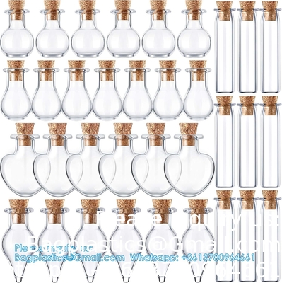 Petites bouteilles en verre mini Jars avec bouchons de liège.Boite de souhait Bouteille à la dérive Fête de mariage bricolage