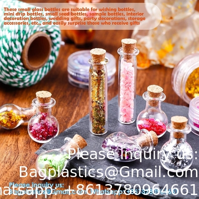 Petites bouteilles en verre mini Jars avec bouchons de liège.Boite de souhait Bouteille à la dérive Fête de mariage bricolage