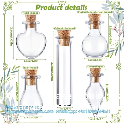 Petites bouteilles en verre mini Jars avec bouchons de liège.Boite de souhait Bouteille à la dérive Fête de mariage bricolage