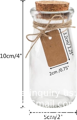 Bouteilles en verre mini-bouteilles en verre transparent Bouteilles en verre Favor Jars, Bouteilles de 100 ml avec couvercle en liège, Mini-Jars