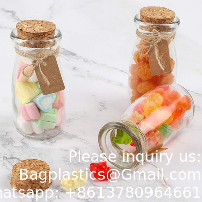 Bouteilles en verre mini-bouteilles en verre transparent Bouteilles en verre Favor Jars, Bouteilles de 100 ml avec couvercle en liège, Mini-Jars