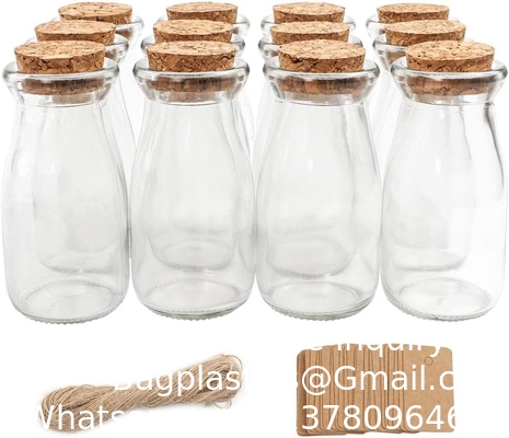 Bouteilles en verre mini-bouteilles en verre transparent Bouteilles en verre Favor Jars, Bouteilles de 100 ml avec couvercle en liège, Mini-Jars