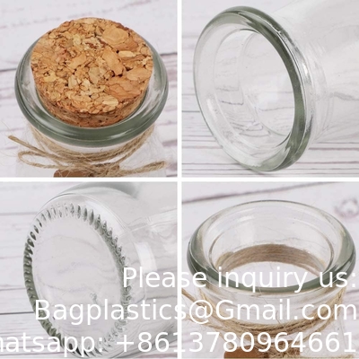 Bouteilles en verre mini-bouteilles en verre transparent Bouteilles en verre Favor Jars, Bouteilles de 100 ml avec couvercle en liège, Mini-Jars