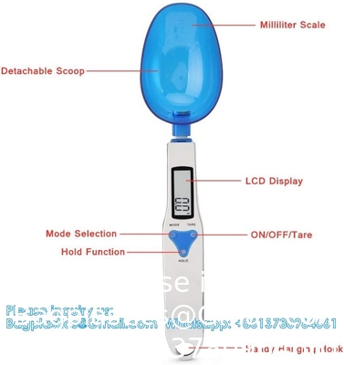 Cuillère à cuisson à l'échelle du gramme Cuillère à mesurer, 500g/0,1g Blue Cute Digital Weight Scale Cuillère à mesurer milligramme