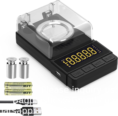 Échelle numérique de milligrammes 50g/0.001g, échelle compacte de Mg avec poids d'étalonnage de 20g et accessoires, échelle en poudre noire