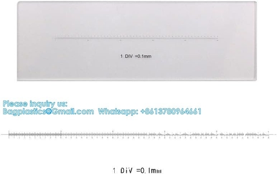 Diapositives de microscope de laboratoire DIV 0,1 mm Longueur de diapositive d'étalonnage 50 mm Balance horizontale à échelle linéaire