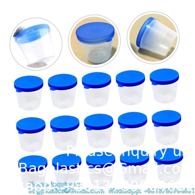 Gobelets d'urine en plastique Gobelets d'urine en plastique Gobelets d'urine en plastique Gobelets gradués Gobelets d'échantillon avec couvercle