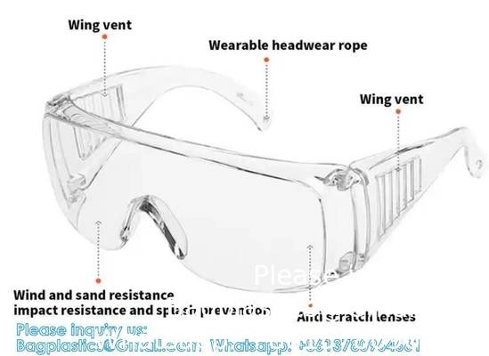 Lentilles de protection industrielle personnalisées lunettes de protection sur ordonnance Ansi Z87.1 Mode Anti-brouillard Poussière de travail élégant Sécurité claire