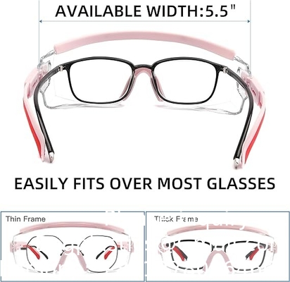 Lunettes de sécurité sur lunettes Anti-brouillard Lunettes de sécurité Lunettes de protection avec cadre réglable Pour les hommes Les femmes