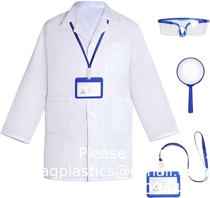 Docteur scientifique Costume enfants Laboratoire manteau et lunettes Les enfants s'habillent Kit avec carte d'identité Loupe pour Halloween