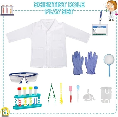 Costume scientifique pour enfants Lab coat avec kit d'expérience scientifique Dress up &amp; prétend jouer Pour les garçons les filles âgées de 4-8