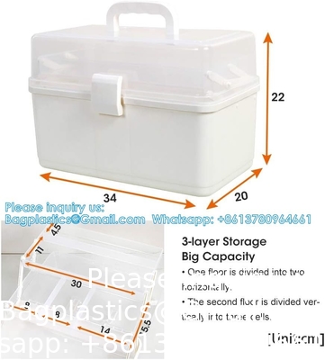 Boîte de rangement portable en plastique à 3 couches,boîte de rangement pour appareils ménagers en plastique avec poignée,boîtes de rangement multifonctionnelles