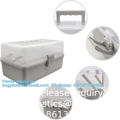 Boîte à coudre à trois couches, organisateurs et stockage d'artisanat en plastique, boîte à artisanat multifonctionnelle/boîte organisatrice/premiers soins