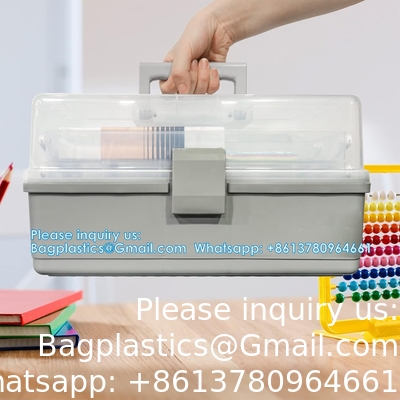 Boîte à coudre à trois couches, organisateurs et stockage d'artisanat en plastique, boîte à artisanat multifonctionnelle/boîte organisatrice/premiers soins