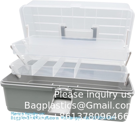 Boîte à coudre à trois couches, organisateurs et stockage d'artisanat en plastique, boîte à artisanat multifonctionnelle/boîte organisatrice/premiers soins