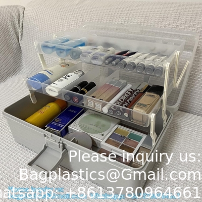 Boîte à coudre à trois couches, organisateurs et stockage d'artisanat en plastique, boîte à artisanat multifonctionnelle/boîte organisatrice/premiers soins