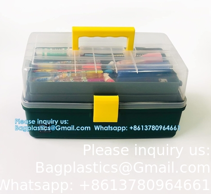 Boîte de rangement portable avec plateau, organisateur de fournitures de couture polyvalent, étui pour étudiant, organisation d'artisanat