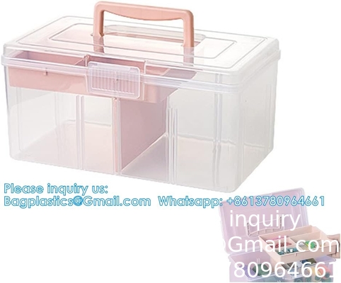 Boîte de rangement de fournitures de bureau Art &amp; Craft, boîte à coudre Organisateur grand avec une cloison de plateau amovible, portable