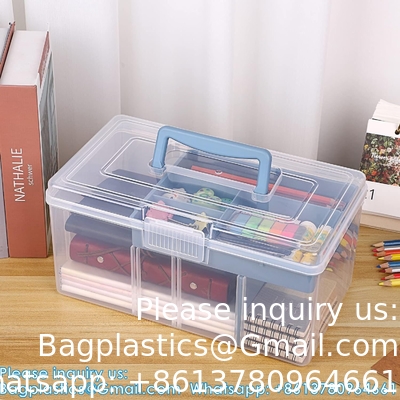 Boîte de séparation avec plateau amovible Boîte de rangement de papeterie polyvalente avec poignée Boîte de couture portable Artisanat