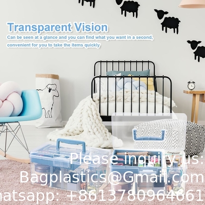 Boîte de séparation avec plateau amovible Boîte de rangement de papeterie polyvalente avec poignée Boîte de couture portable Artisanat