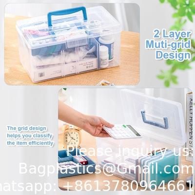 Boîte de séparation avec plateau amovible Boîte de rangement de papeterie polyvalente avec poignée Boîte de couture portable Artisanat