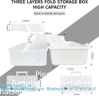 Boîte de rangement organisateur artisanal avec 3 couches, boîte à outils en plastique multifonctionnelle avec poignée pour la couture, le maquillage, la médecine