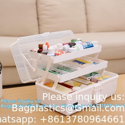 Boîte de rangement organisateur artisanal avec 3 couches, boîte à outils en plastique multifonctionnelle avec poignée pour la couture, le maquillage, la médecine
