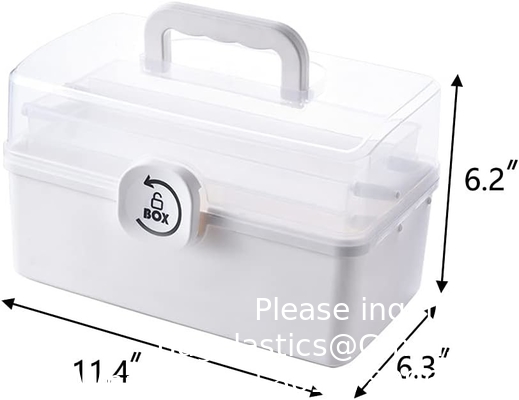 Boîte avec plateau pliable à 3 niveaux, organiseur d'outils portable, boîtier portable verrouillable pour les arts, l'artisanat, les cosmétiques