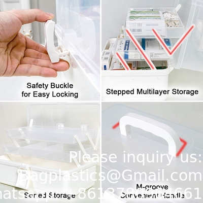 Boîte avec plateau pliable à 3 niveaux, organiseur d'outils portable, boîtier portable verrouillable pour les arts, l'artisanat, les cosmétiques