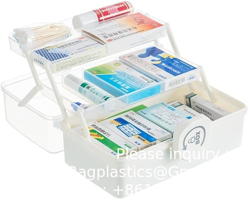 Boîte avec plateau pliable à 3 niveaux, organiseur d'outils portable, boîtier portable verrouillable pour les arts, l'artisanat, les cosmétiques