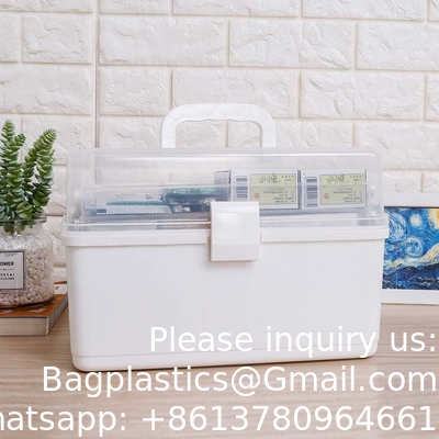 Boîte avec plateau pliable à 3 niveaux, organiseur d'outils portable, boîtier portable verrouillable pour les arts, l'artisanat, les cosmétiques