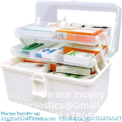 Boîte avec plateau pliable à 3 niveaux, organiseur d'outils portable, boîtier portable verrouillable pour les arts, l'artisanat, les cosmétiques