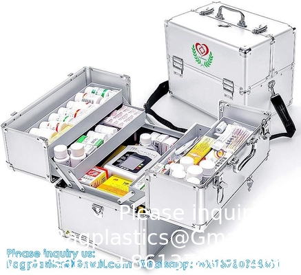 Boîte de premiers soins verrouillable Boîte de premiers soins verrouillable boîte de sécurité boîte de stockage de médicaments avec poignée portable boîte de verrouillage de médicaments
