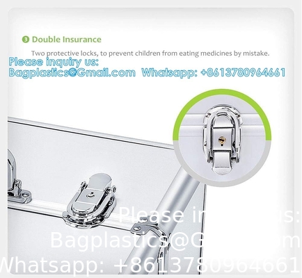 Boîte de premiers soins verrouillable Boîte de premiers soins verrouillable boîte de sécurité boîte de stockage de médicaments avec poignée portable boîte de verrouillage de médicaments