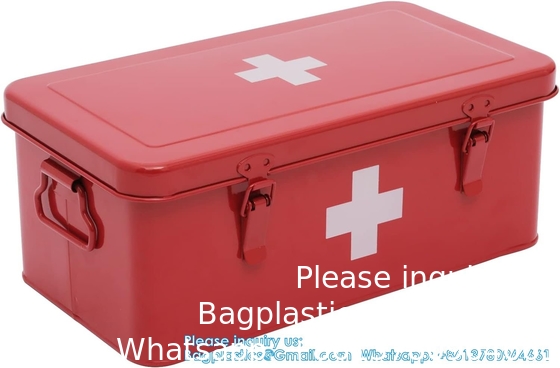 Boîte médicale de premiers secours, trousse de premiers secours, contenant les fournitures, boîte de stockage de médicaments en métal, boîte de premiers secours vide avec serrure de sécurité