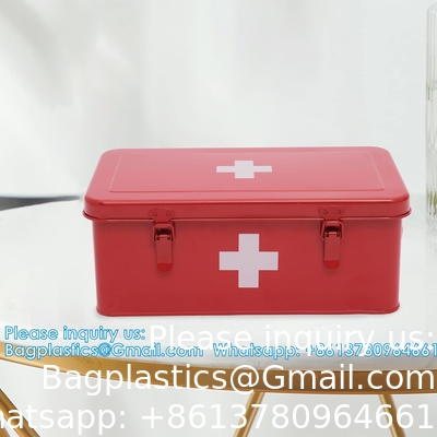 Boîte médicale de premiers secours, trousse de premiers secours, contenant les fournitures, boîte de stockage de médicaments en métal, boîte de premiers secours vide avec serrure de sécurité