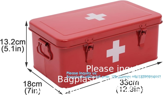 Boîte médicale de premiers secours, trousse de premiers secours, contenant les fournitures, boîte de stockage de médicaments en métal, boîte de premiers secours vide avec serrure de sécurité