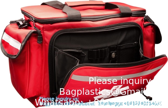 Sac médical de premiers soins professionnel rouge vide pour traumatisme, 15&quot;X10&quot;X9&quot;, porte-services pour les ambulanciers.