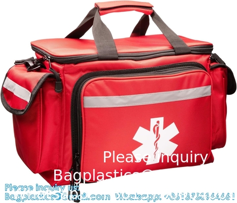 Sac médical de premiers soins professionnel rouge vide pour traumatisme, 15&quot;X10&quot;X9&quot;, porte-services pour les ambulanciers.