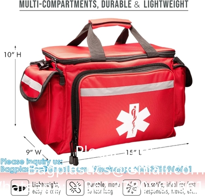 Sac médical de premiers soins professionnel rouge vide pour traumatisme, 15&quot;X10&quot;X9&quot;, porte-services pour les ambulanciers.