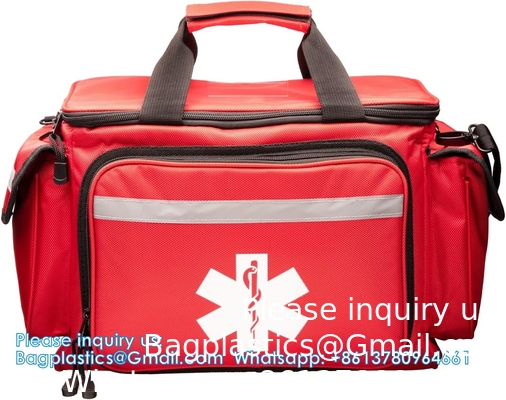 Sac médical de premiers soins professionnel rouge vide pour traumatisme, 15&quot;X10&quot;X9&quot;, porte-services pour les ambulanciers.