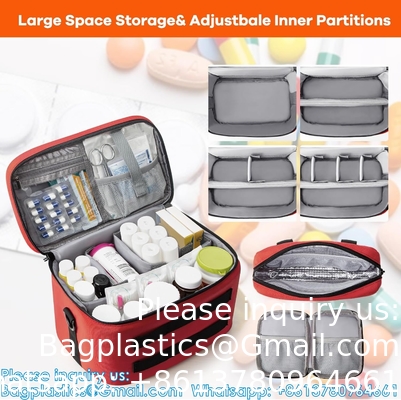 Sac de stockage de médicaments, organisateur de bouteilles de pilules avec sac de refroidissement de médicaments et petite poche, sac médical pour urgences