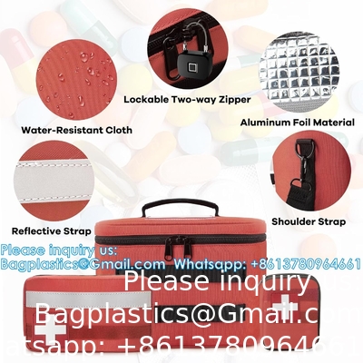 Sac de stockage de médicaments, organisateur de bouteilles de pilules avec sac de refroidissement de médicaments et petite poche, sac médical pour urgences