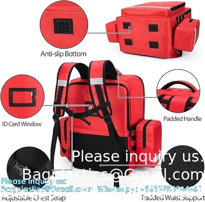 Sac à dos médical d'urgence 50L Sac de traumatologie pour les ambulanciers, les professionnels de soins à domicile, les trousses de premiers secours