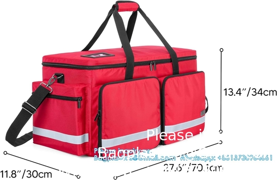 Sac médical d'urgence vide avec compartiment pour réservoir d'oxygène Sac de traumatologie pour premiers intervenants avec renforcement du fond B