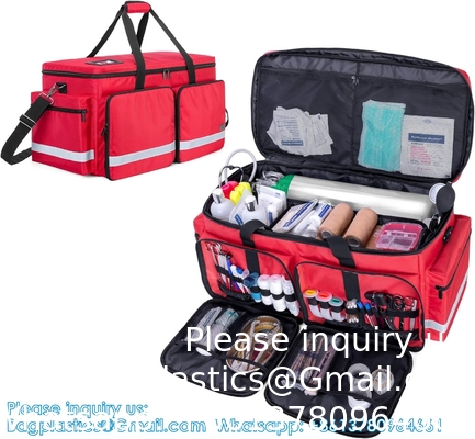 Sac médical d'urgence vide avec compartiment pour réservoir d'oxygène Sac de traumatologie pour premiers intervenants avec renforcement du fond B